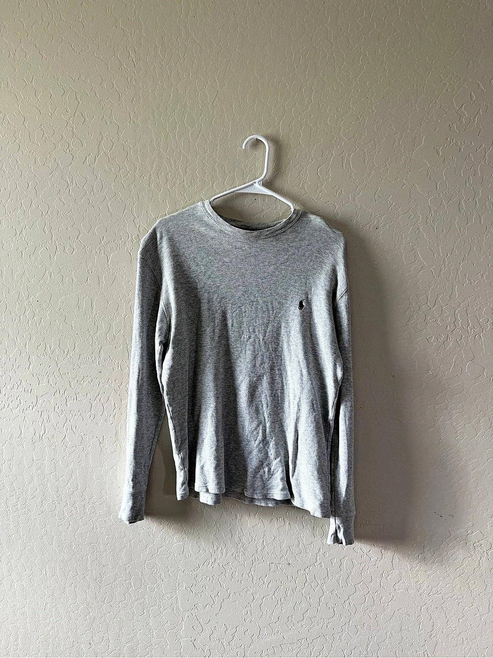 Polo Ralph Lauren Thermal-Knit Sleep Shirt Long Sleeve in Gray Size Small